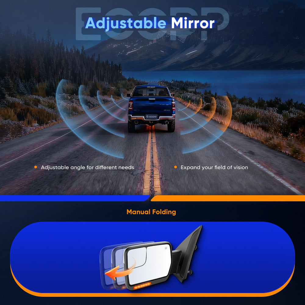 ECCPP installed on F-150 passenger side showing real-world towing sightline benefit