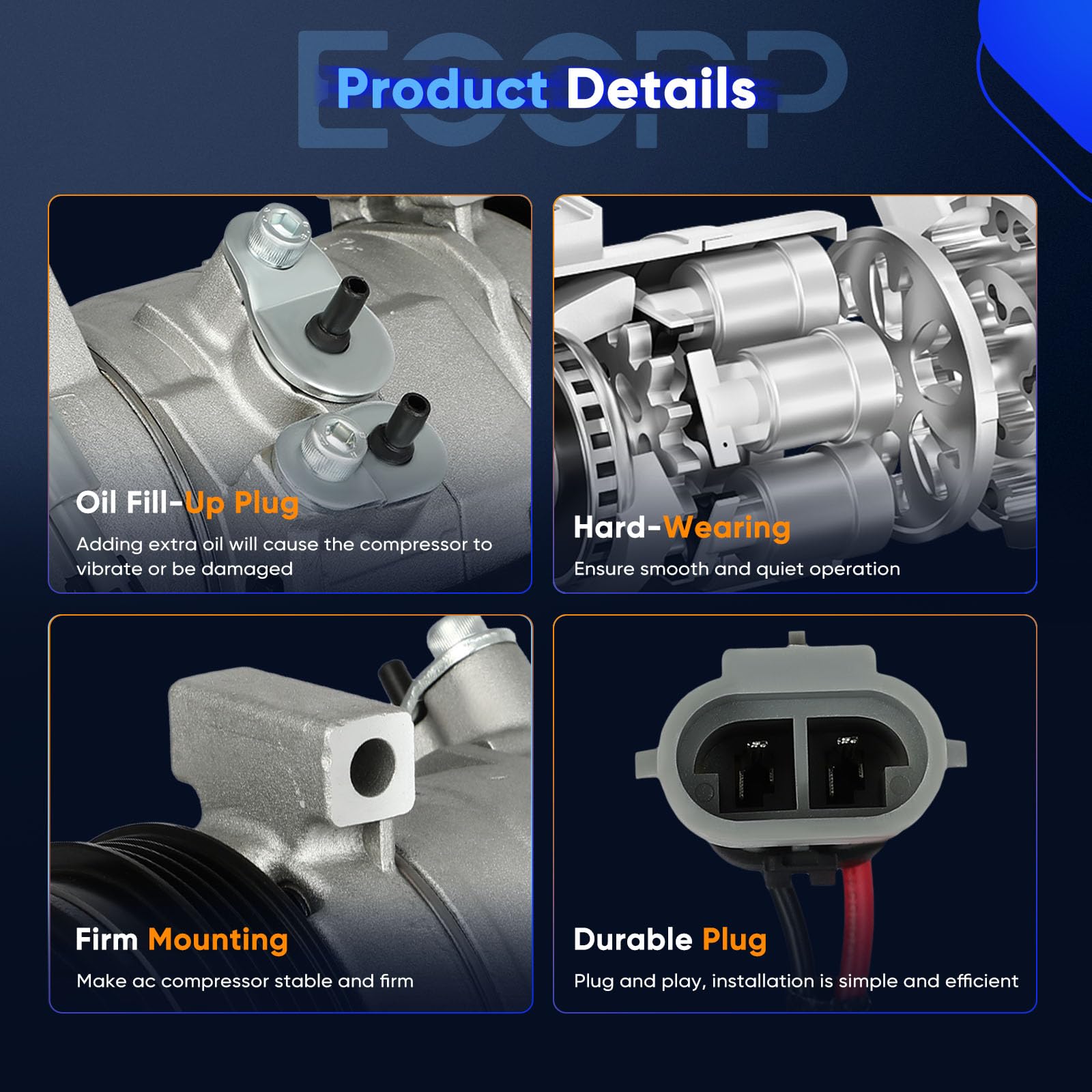 ECCPP label and part numbers on housing, simplifies fitment cross-reference