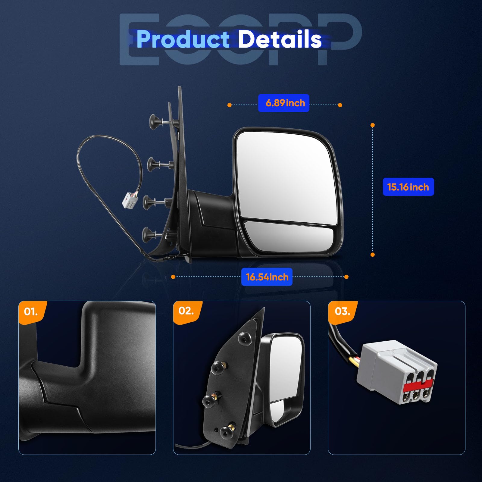 ECCPP mirror installed on a Ford E-150 showing correct fit benefit seamless appearance