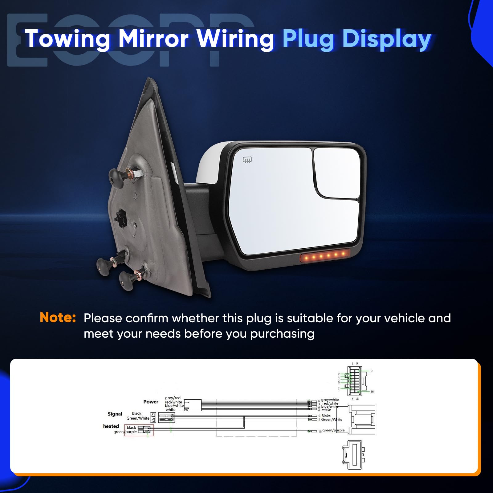 ECCPP packaging with left and right mirrors and hardware showing complete replacement kit