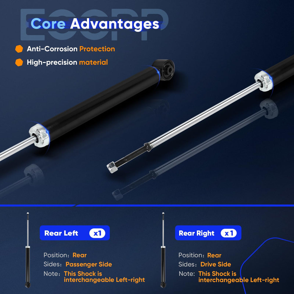ECCPP rear shock next to ruler for clear size and fitment verification