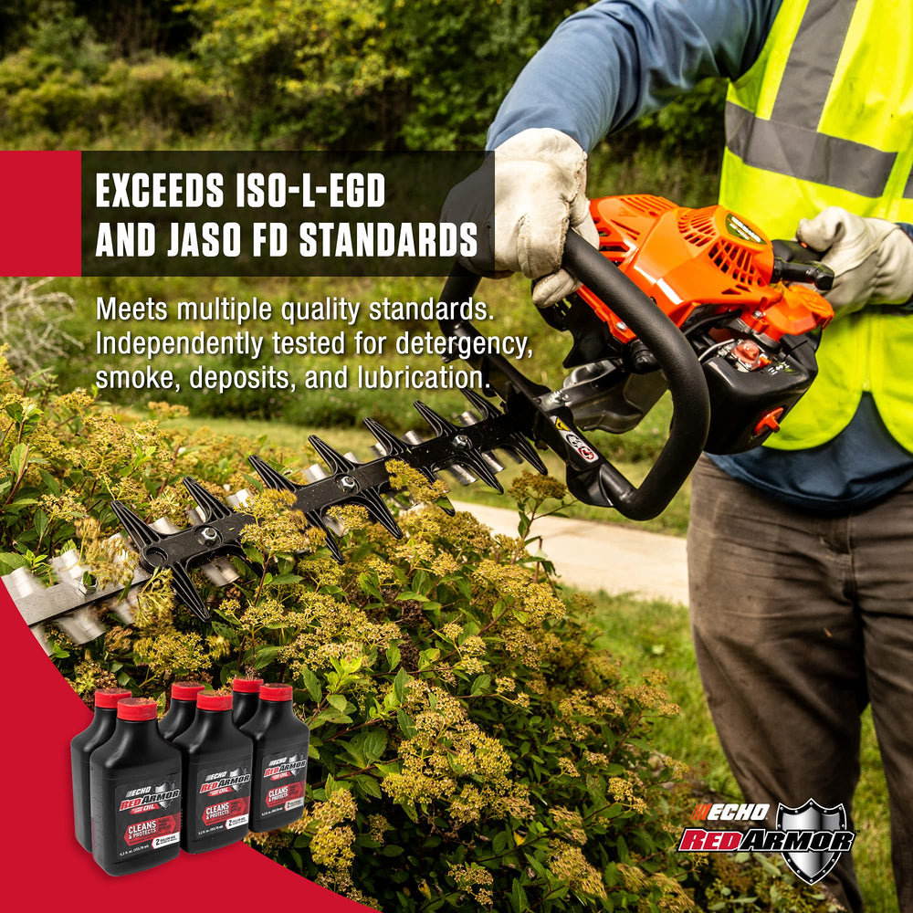 ECHO outdoor power equipment with bottle illustrating reliable seasonal starts