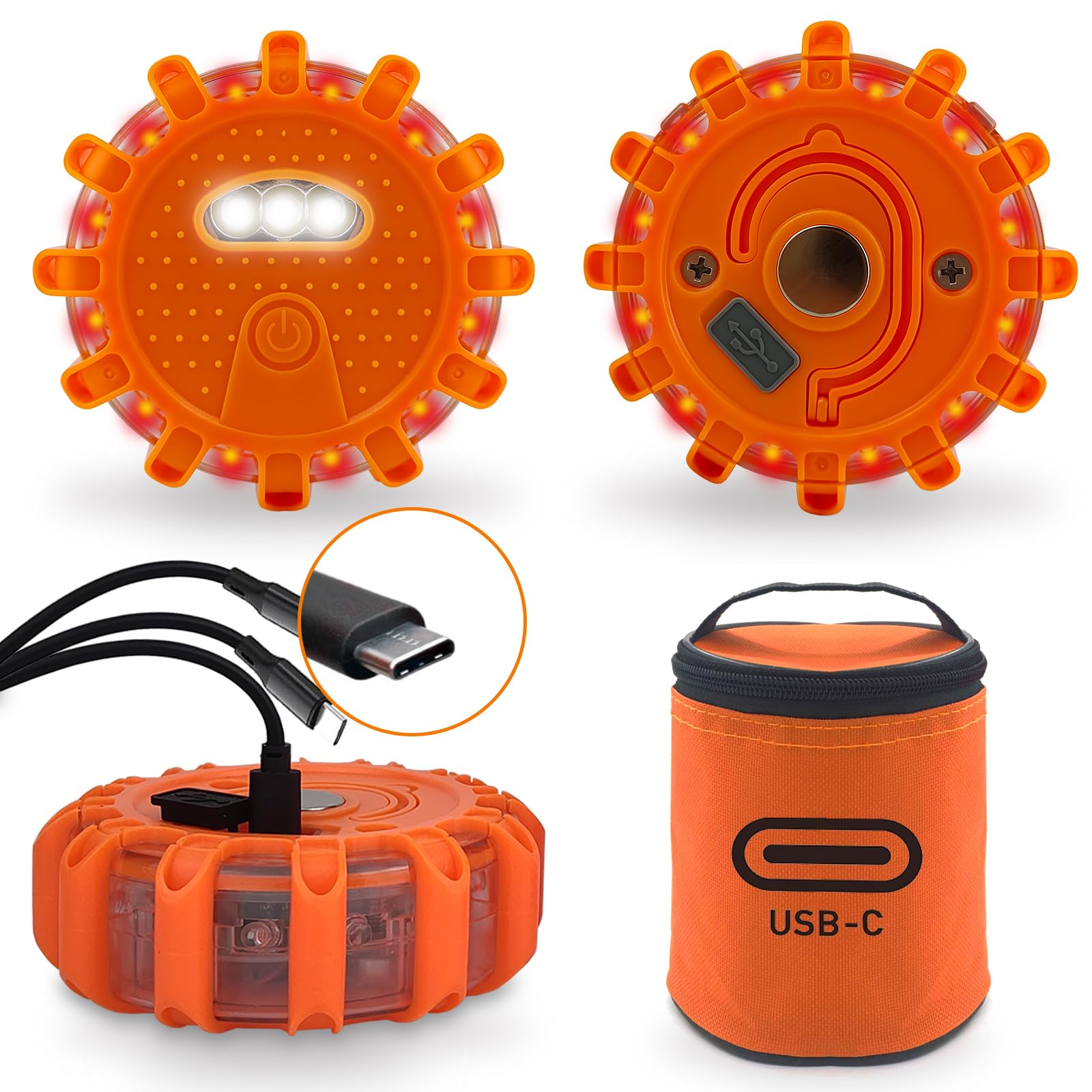 Ecoangel front view of three flares showing clear signaling and immediate safety
