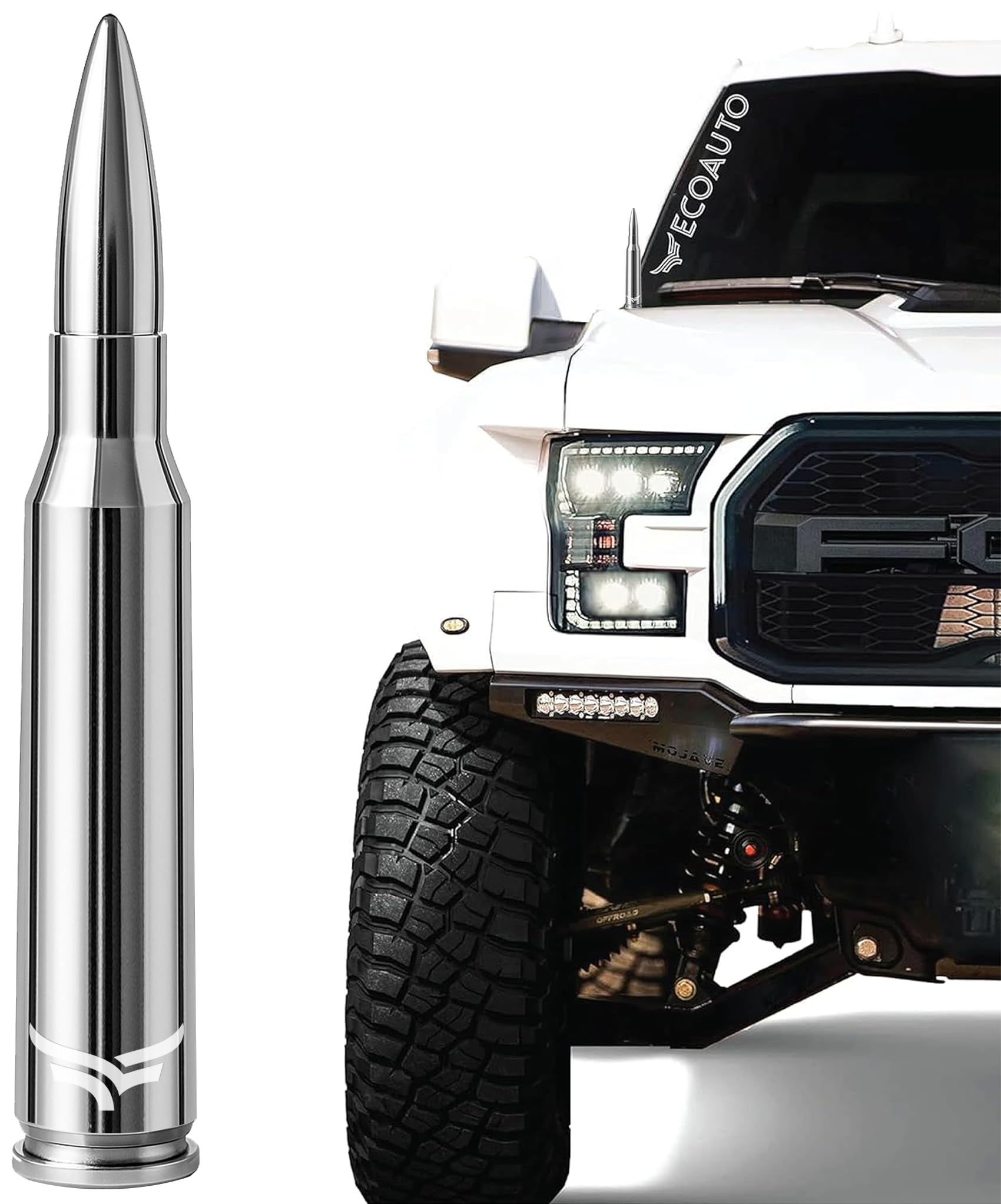 EcoAuto bullet antenna front view showing compact profile and upgraded look