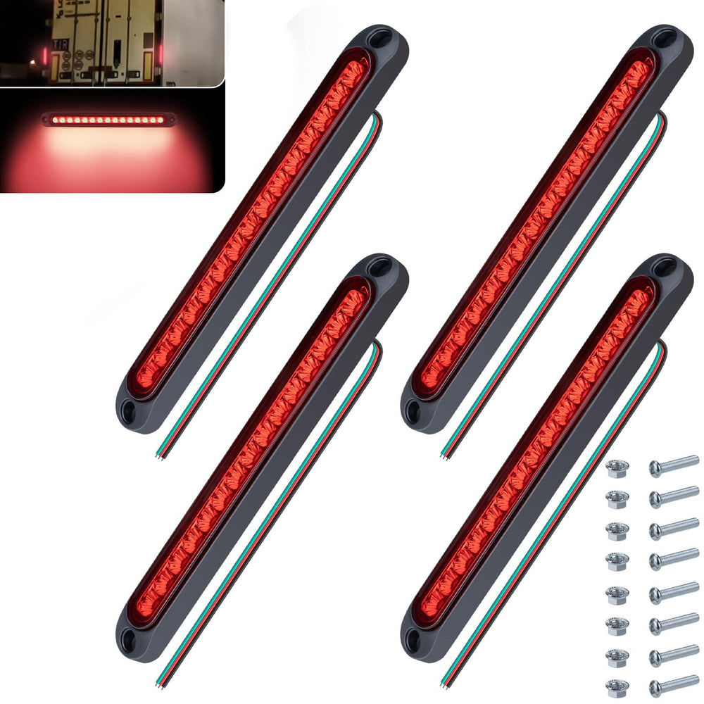 ecocstm front view 10-inch red LED strip showing full lens and mounting benefits