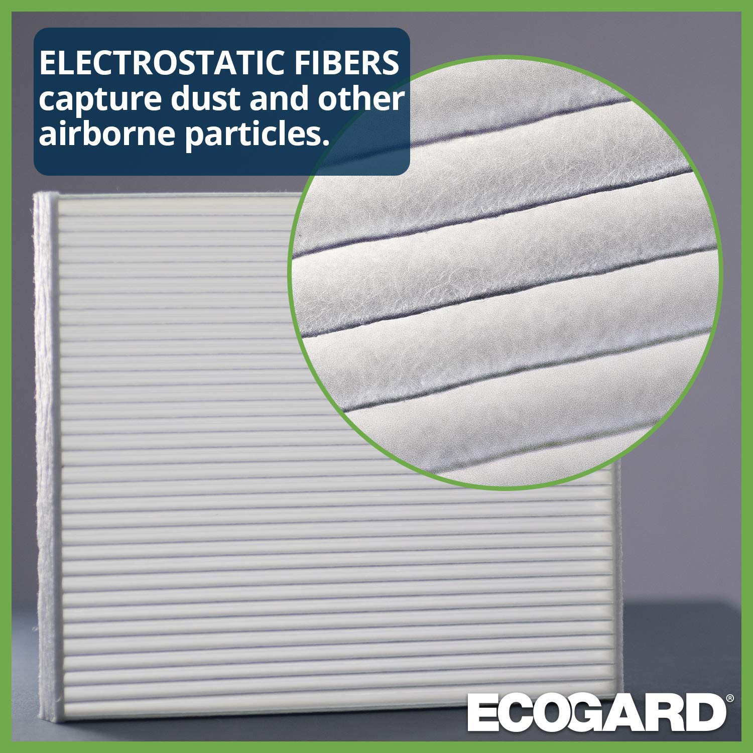 ECOGARD filter installed in vehicle cabin slot demonstrating quick replacement