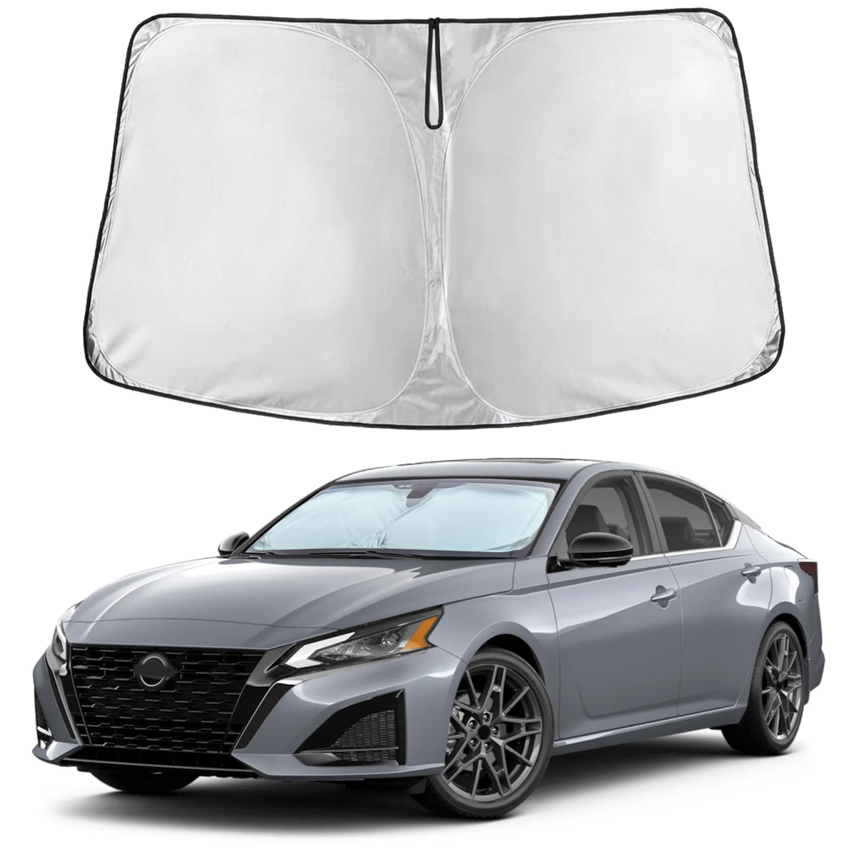 EcoNour front view on Altima windshield showing full coverage and protection