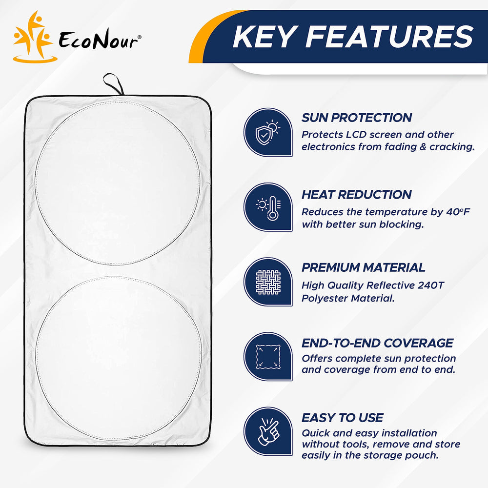 EcoNour fitted to curved windshield demonstrating universal-fit benefit