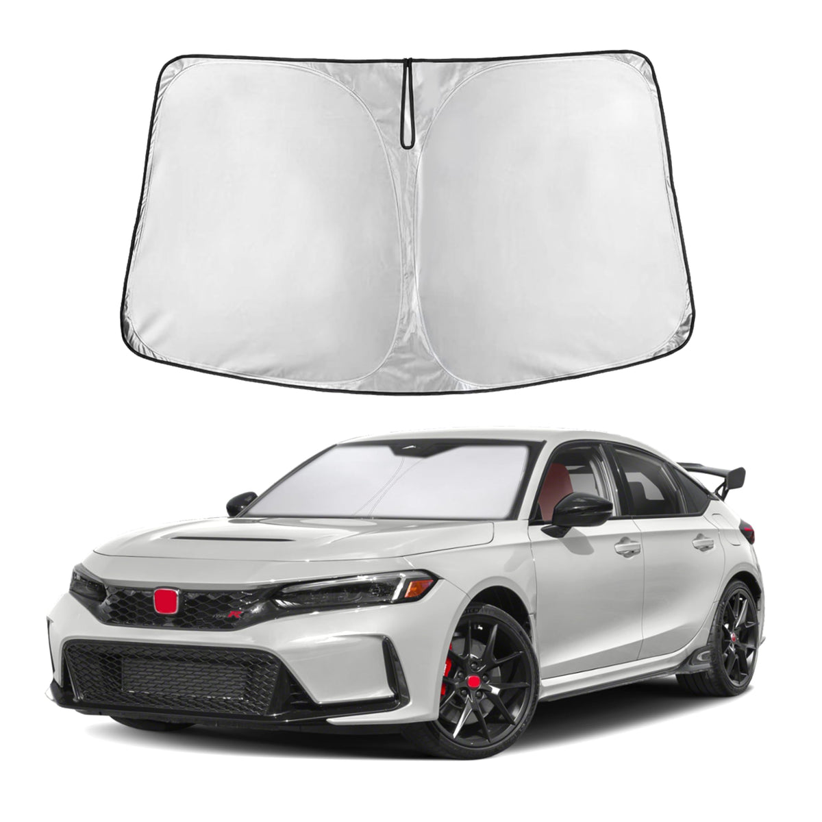 EcoNour front view showing full windshield coverage and neat fit benefit