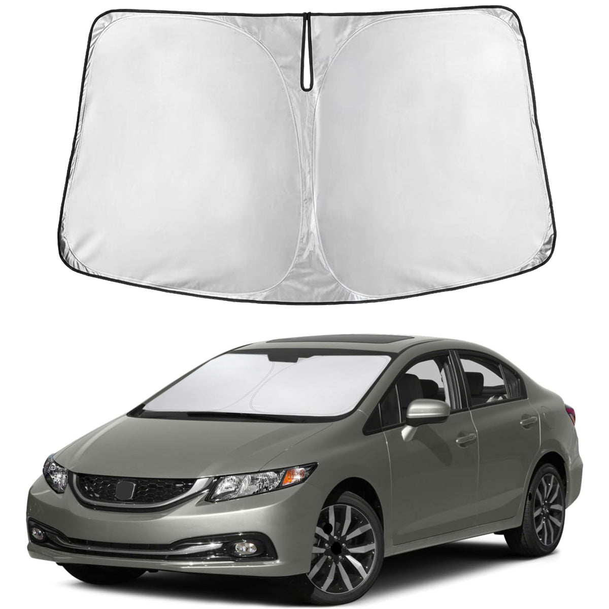 EcoNour front packaging for Honda Civic sunshade showing fit and benefits