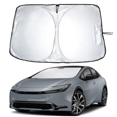 EcoNour front view showing custom fit for Toyota Prius Hatchback and full windshield coverage benefit