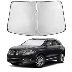EcoNour front view of sunshade showing full-fit windshield coverage and protection