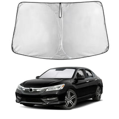 EcoNour front view sunshade on windshield shows full coverage and temperature reduction