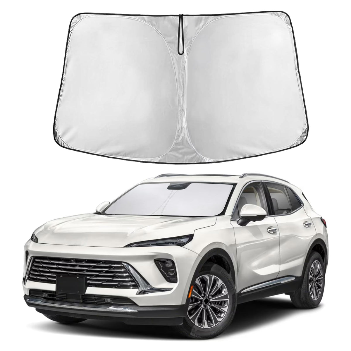 EcoNour front view sunshade covering Buick Envision windshield for cooler cabin
