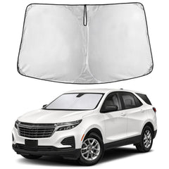 EcoNour front view installed on Equinox windshield showing full coverage and cooling benefit