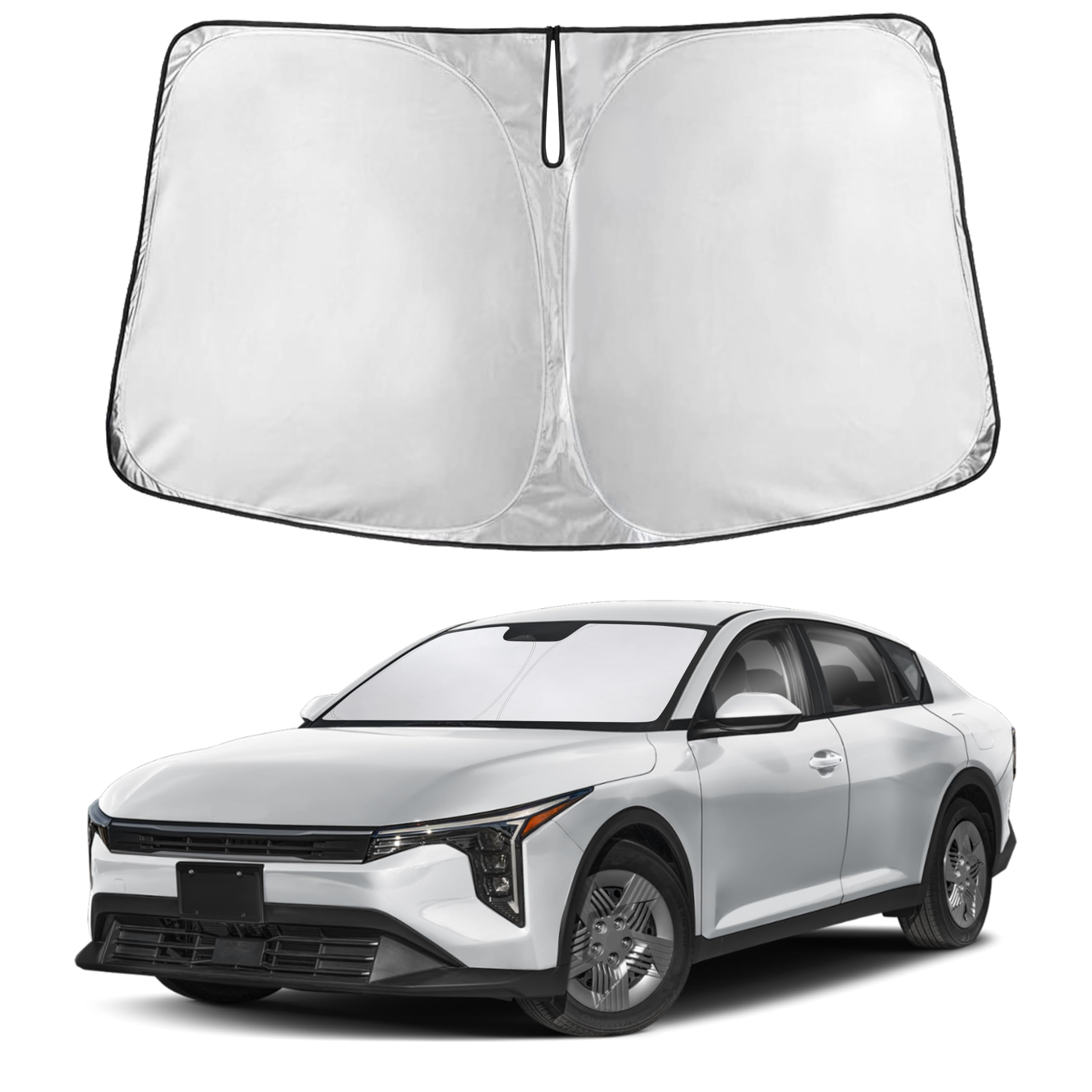 EcoNour front view fitted on Kia K4 windshield showing full coverage and protection