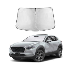 EcoNour front view on Mazda CX‑30 windshield showing full coverage and sun protection