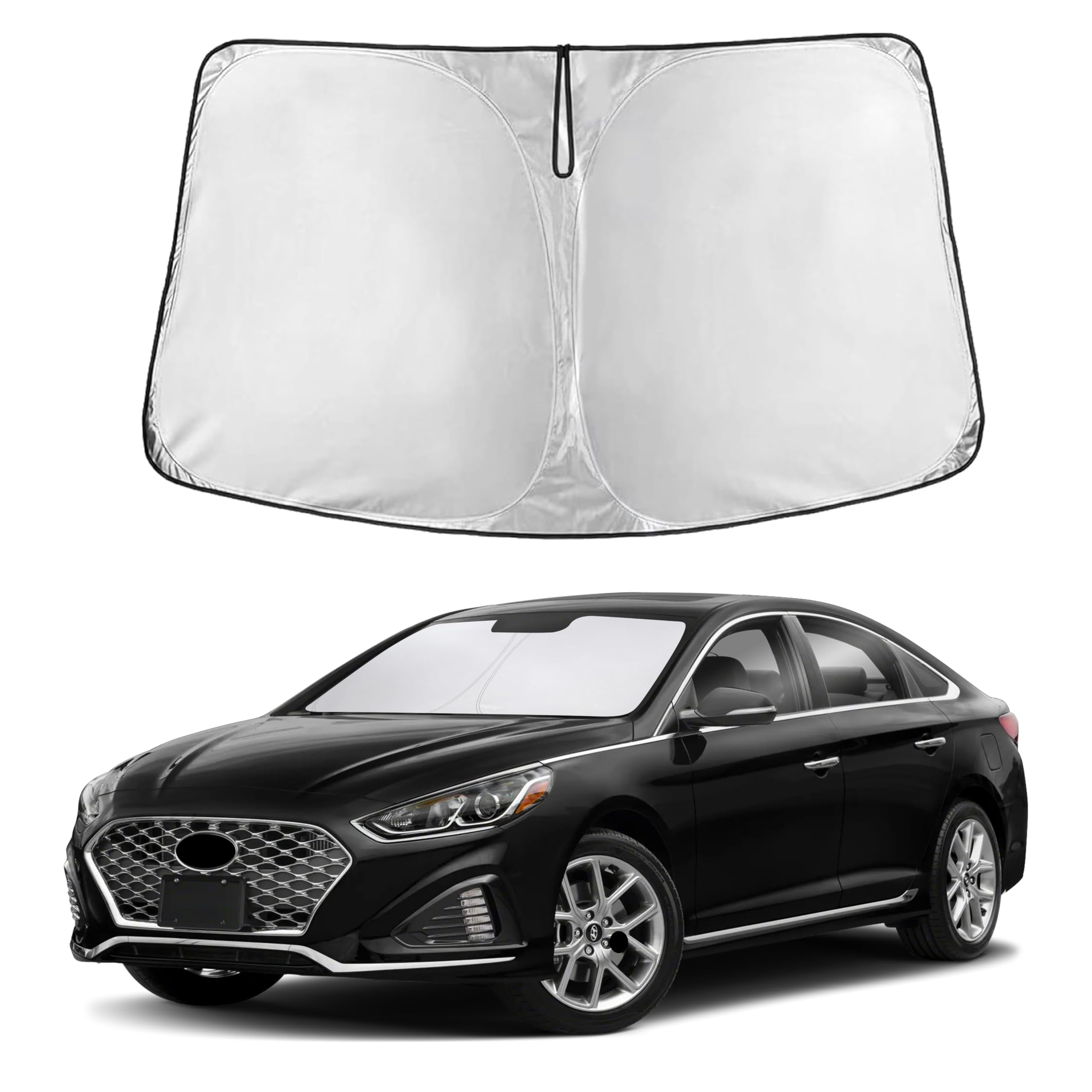 EcoNour front view on Sonata windshield showing full coverage and immediate heat reduction