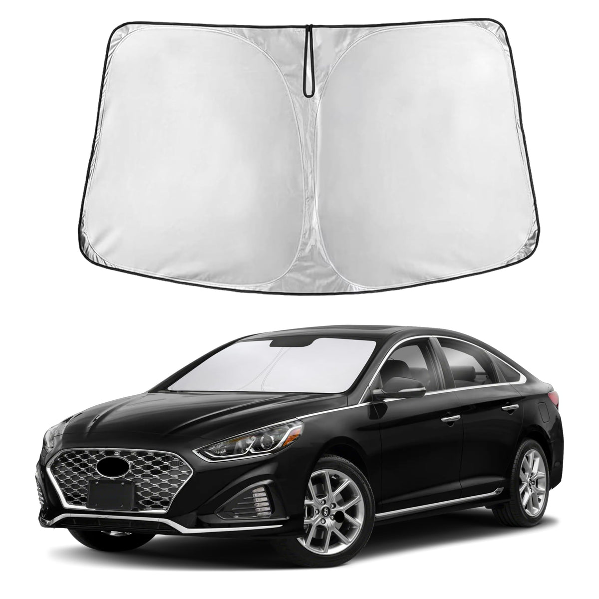 EcoNour front view on Sonata windshield showing full coverage and immediate heat reduction