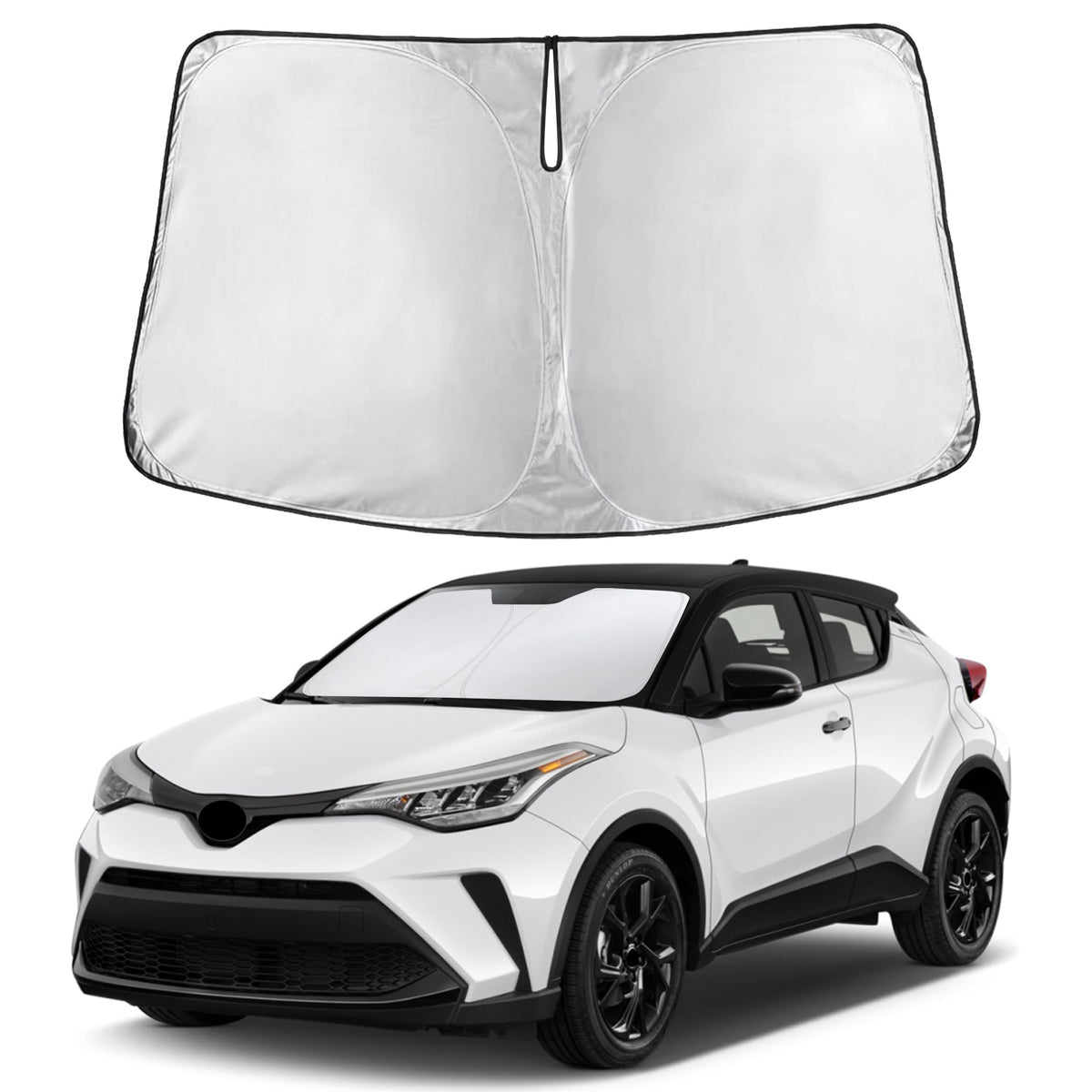 EcoNour front view on Toyota CHR windshield showing full coverage and cooling benefit