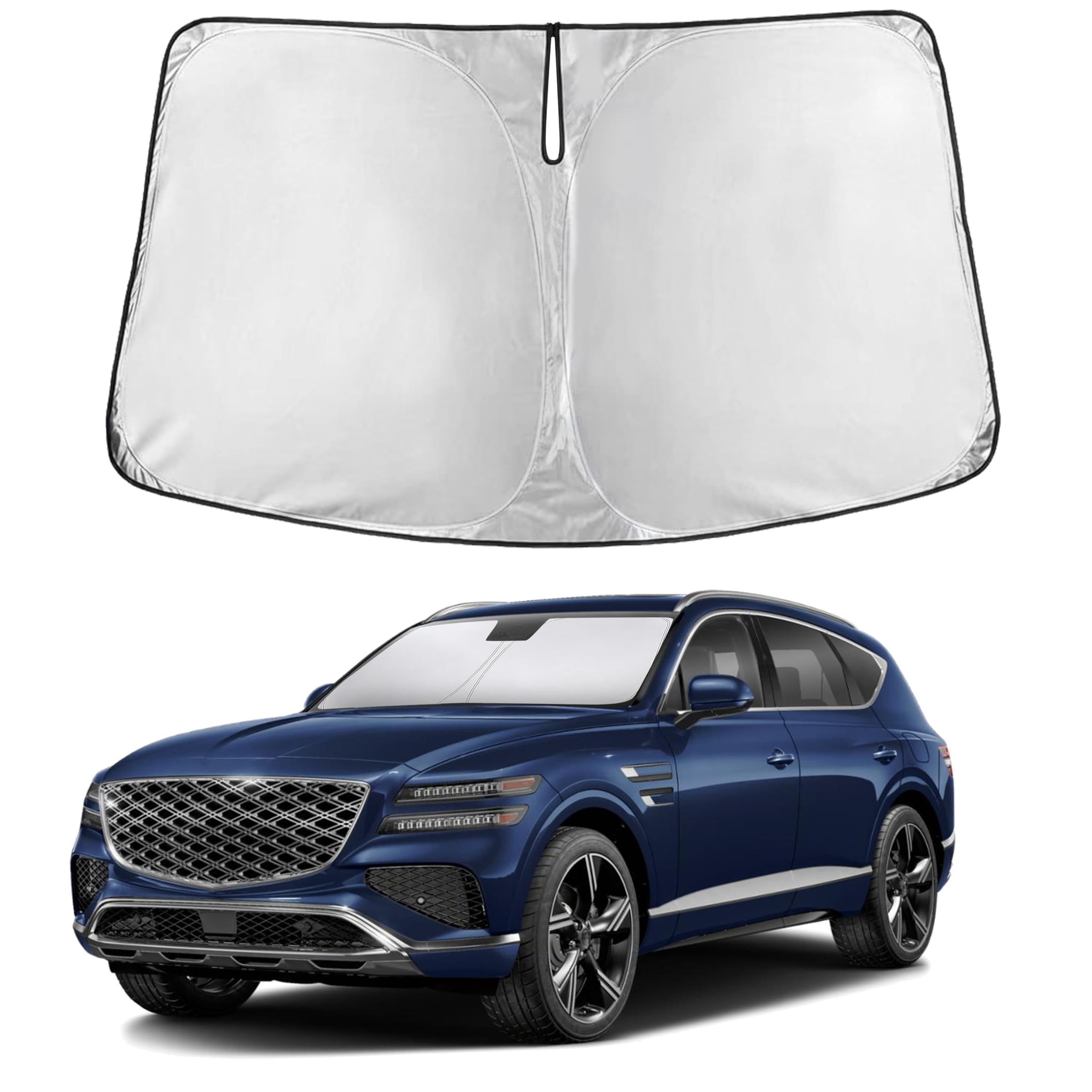 EcoNour sunshade front packaging showing fit for Genesis GV80 and clear benefit