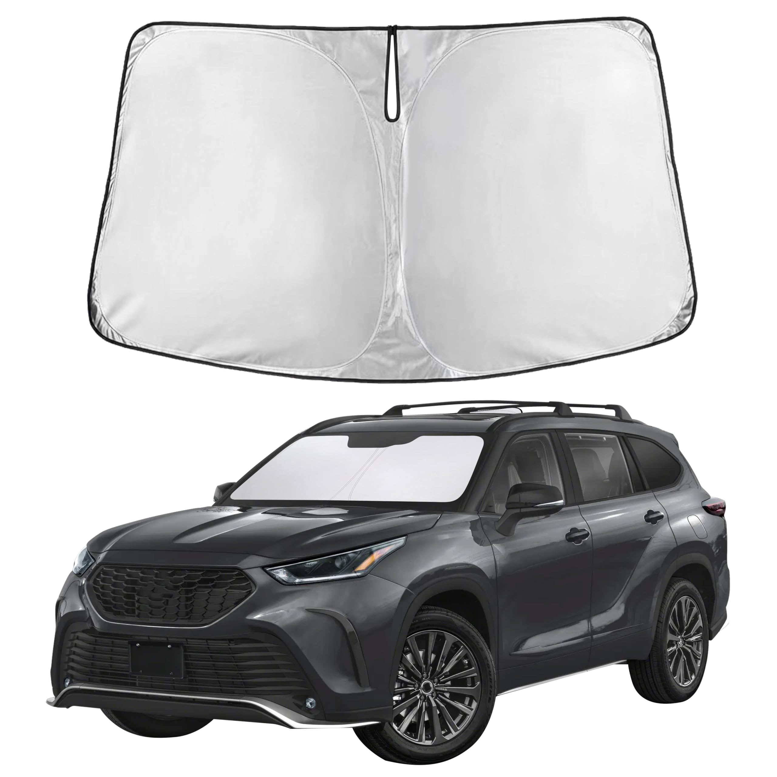 EcoNour front view showing tailored Highlander fit and complete windshield coverage
