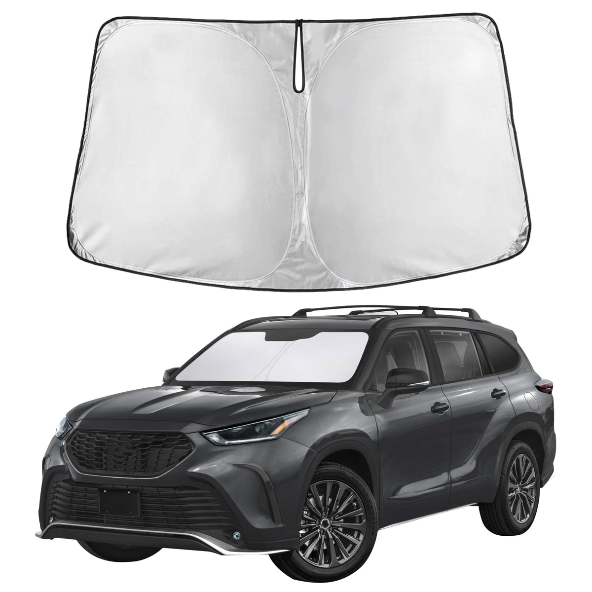 EcoNour front view showing tailored Highlander fit and complete windshield coverage