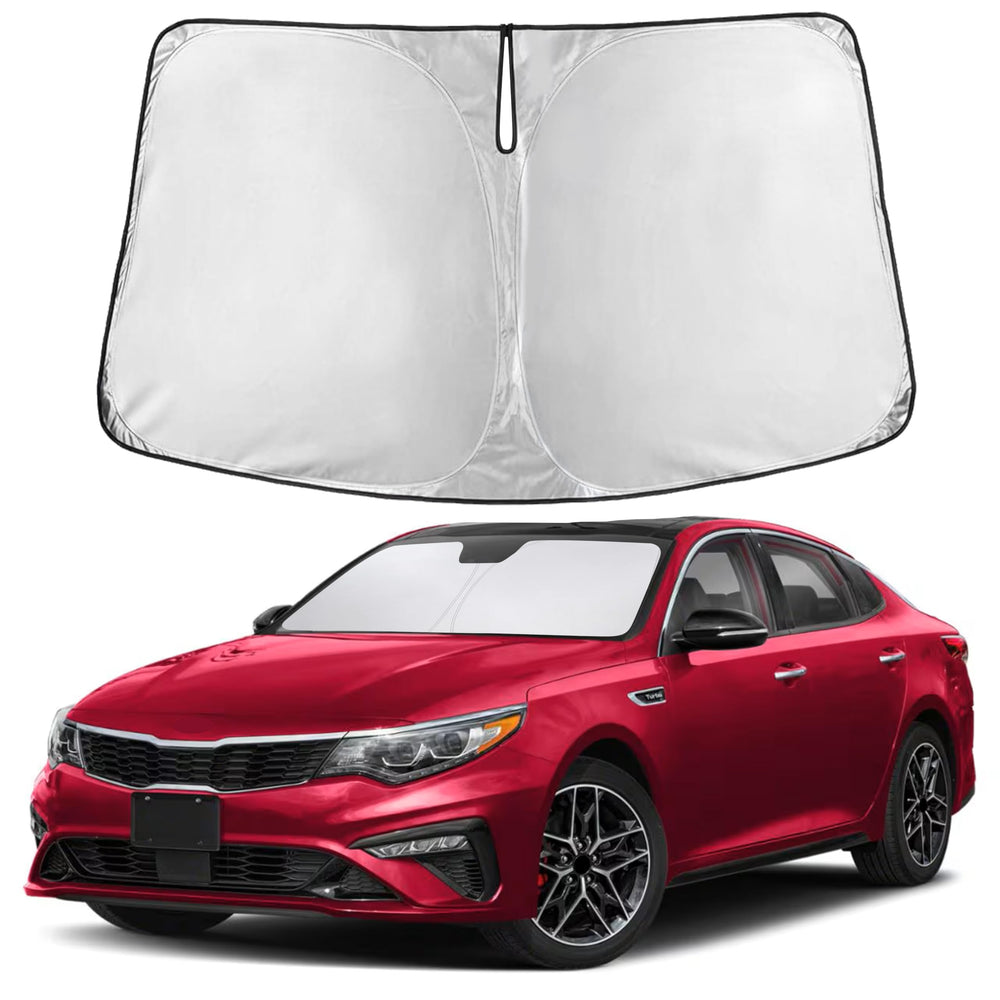 EcoNour front view on Kia Optima showing full windshield coverage and protection