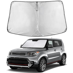EcoNour front view sunshade covering Kia Soul windshield for full protection