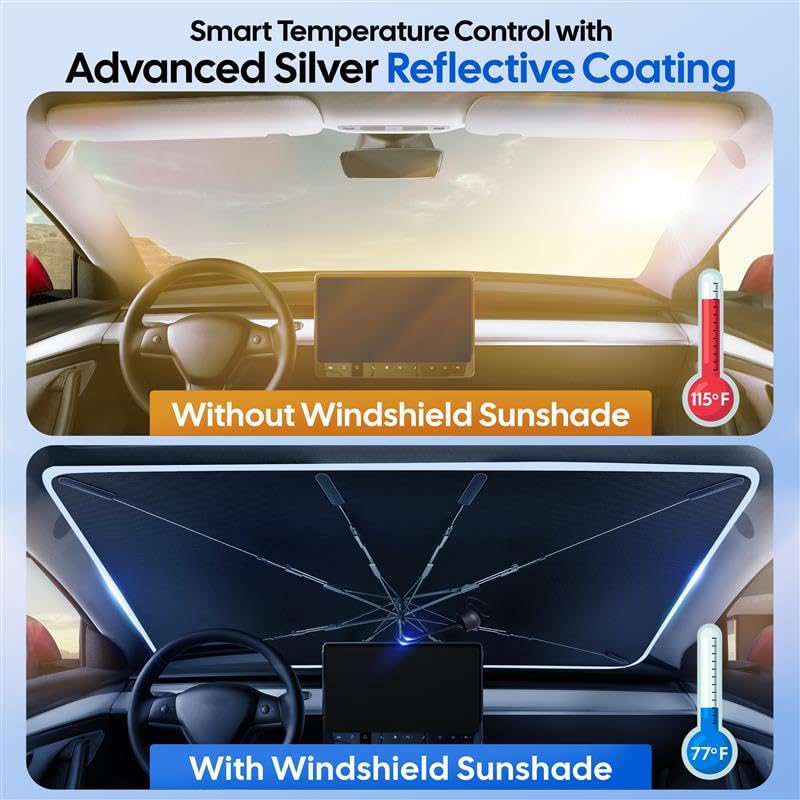 EcoNour sunshade in parked Civic illustrating interior protection from sun