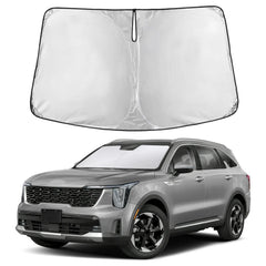 EcoNour front view sunshade covering Kia Sorento windshield for full protection
