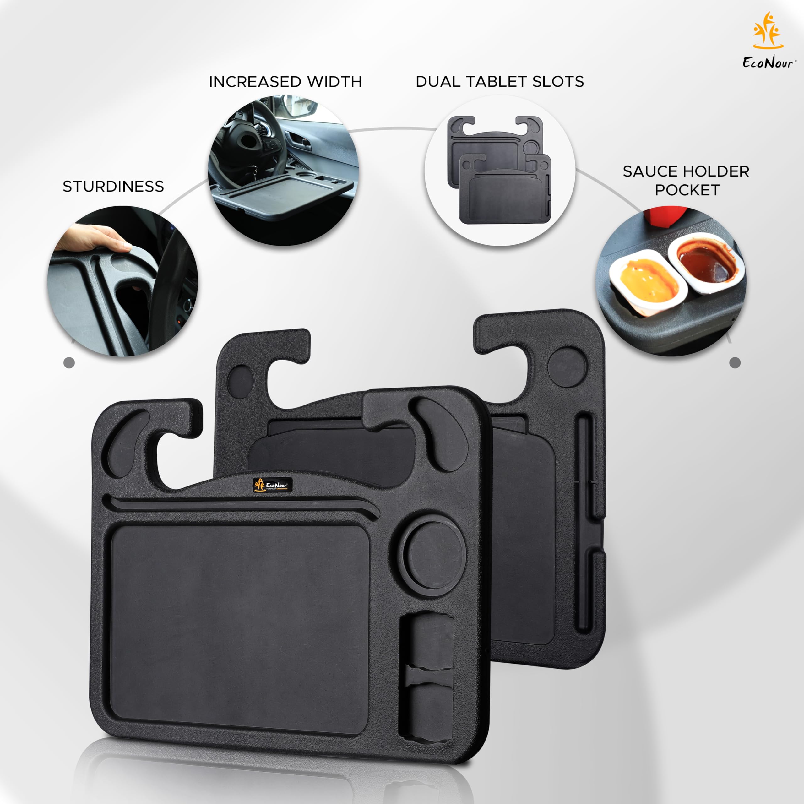 EcoNour close-up of built-in sauce dip holder for mess-free meals