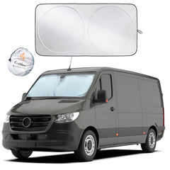 EcoNour front view of full-width van windshield shade showing coverage benefit
