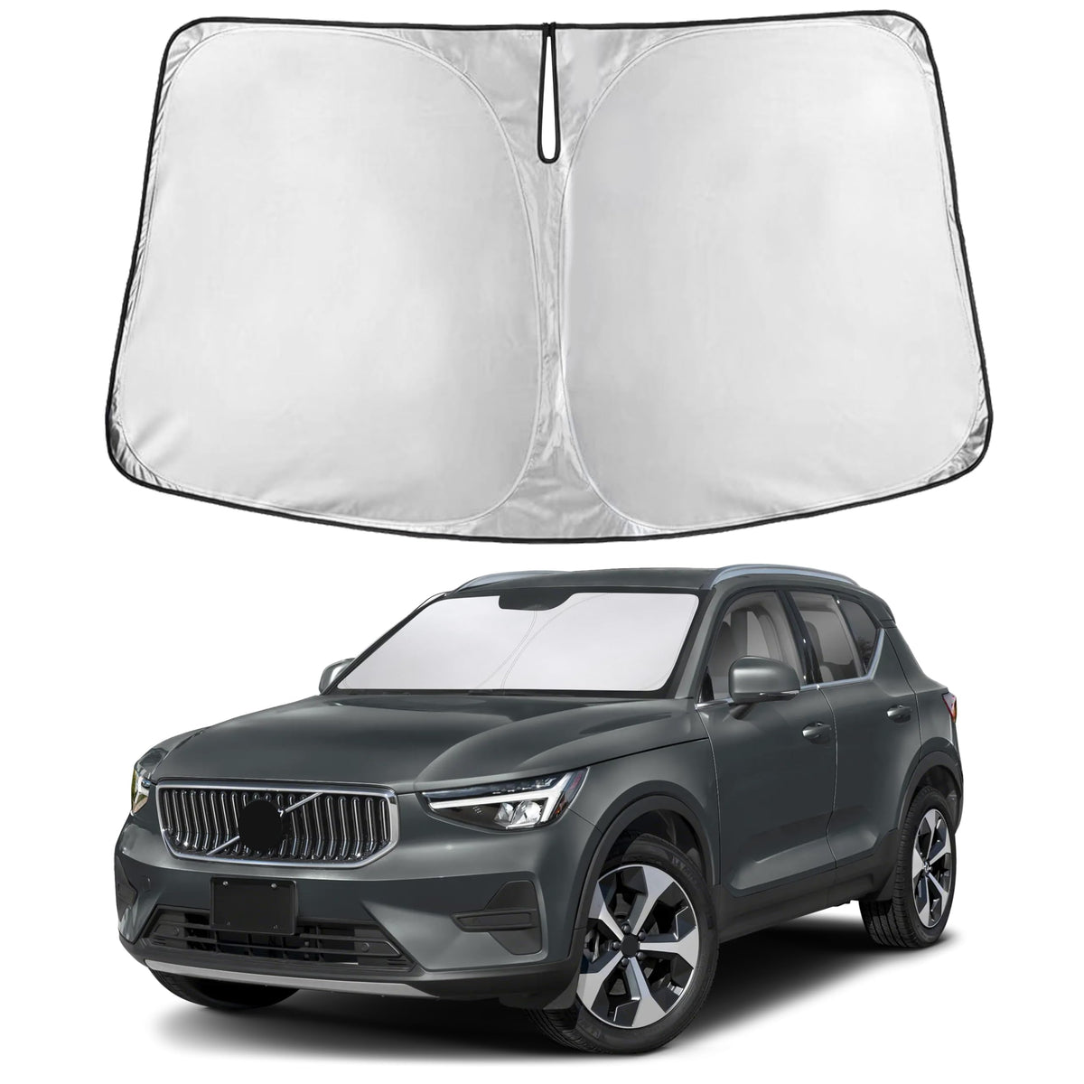 EcoNour sunshade front packaging showing fit for Volvo XC40 and easy selection benefit