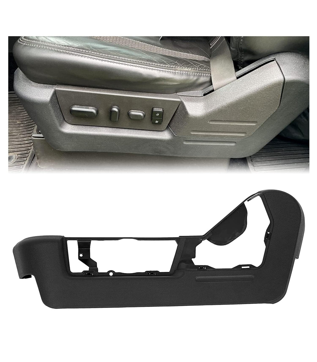 ECOTRIC front view of driver side seat bezel showing clean replacement and improved appearance