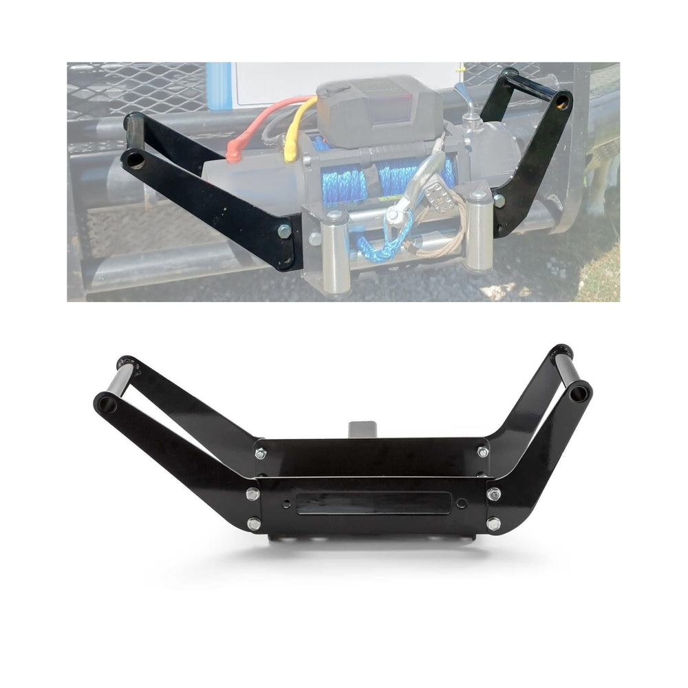 ECOTRIC front-mounted plate showing secure winch attachment and improved recovery readiness