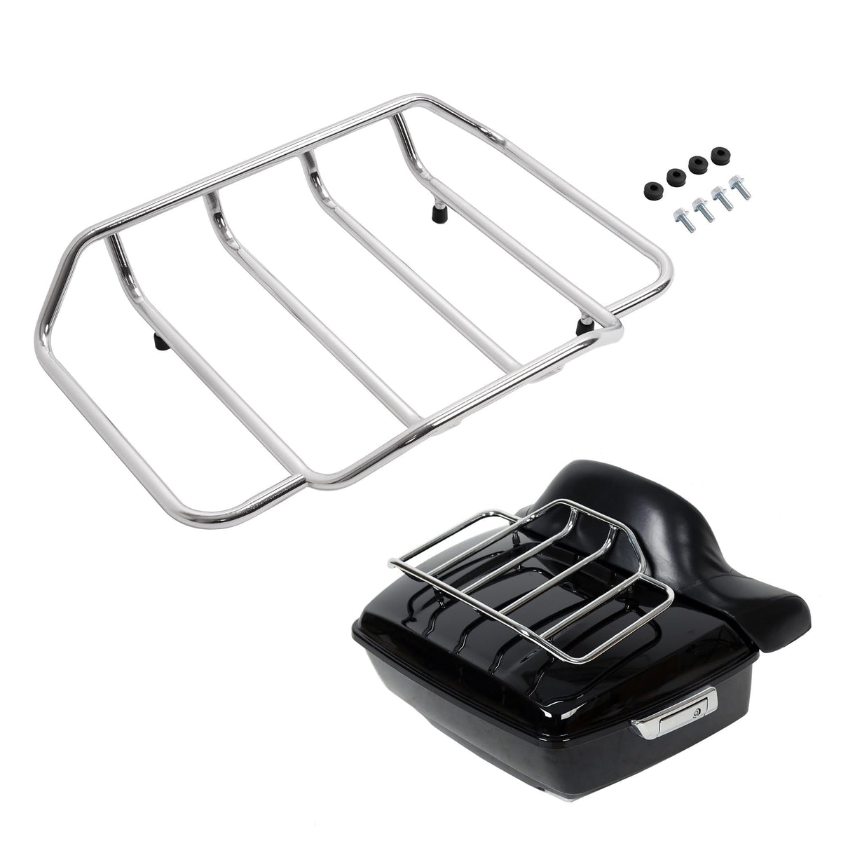 ECOTRIC front view of trunk rack showing fit and polished chrome benefit