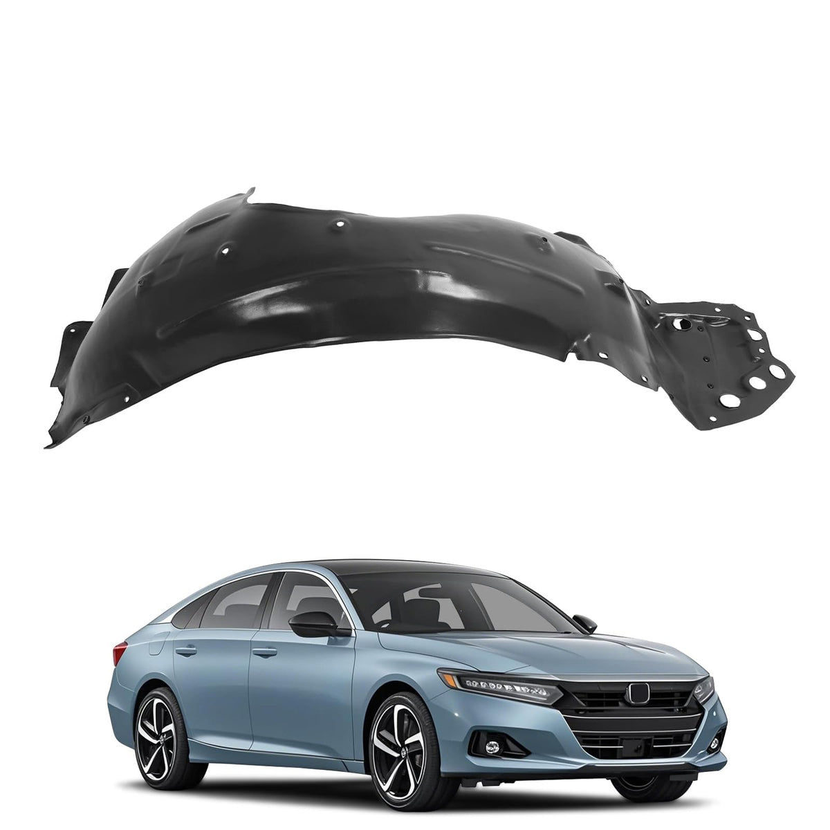 ECOTRIC right fender liner front view showing full coverage benefit