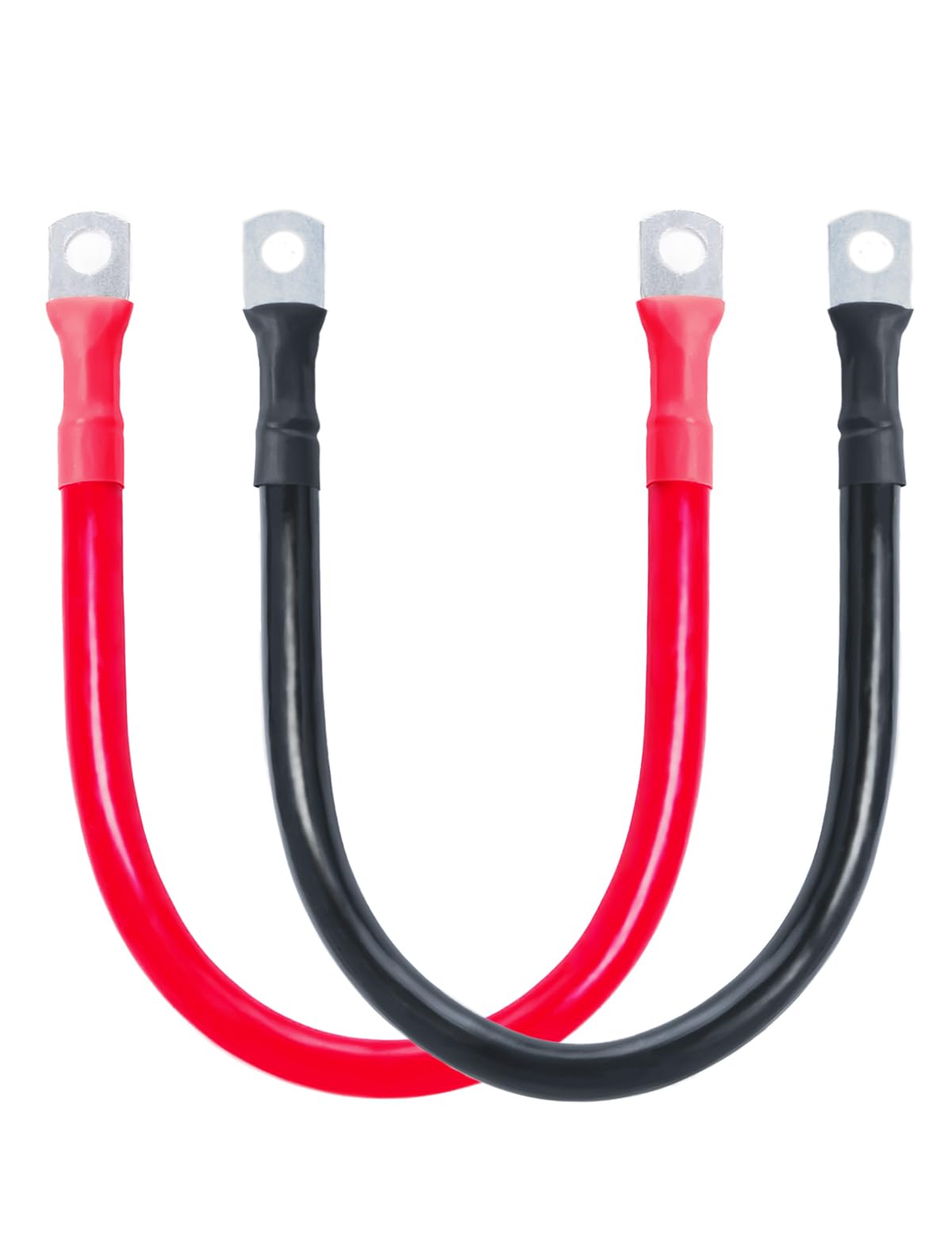 ECO-WORTHY front view of 2AWG red and black battery cables showing ready-to-install pair
