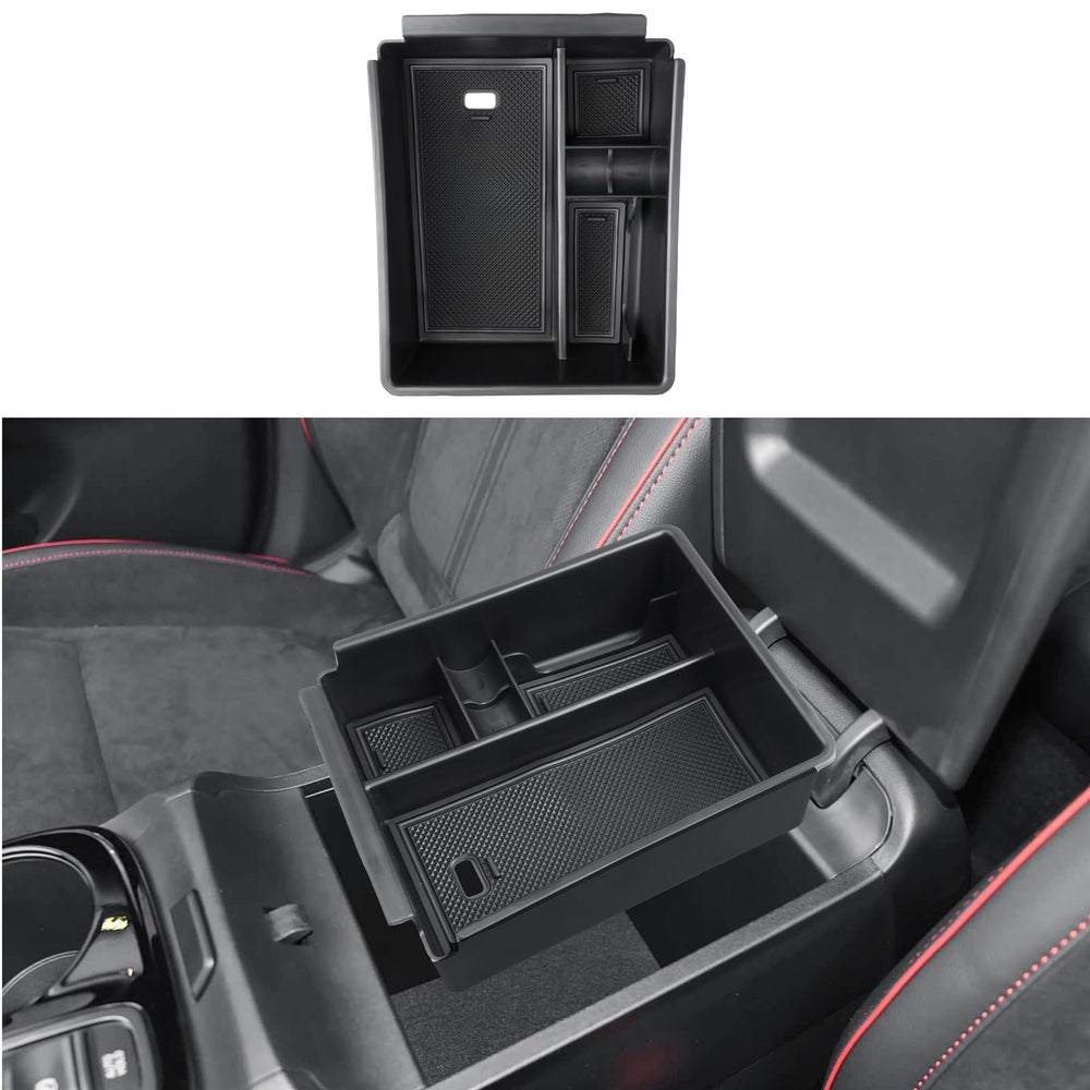 ECOZEN front view of console organizer showing neat storage and easy access