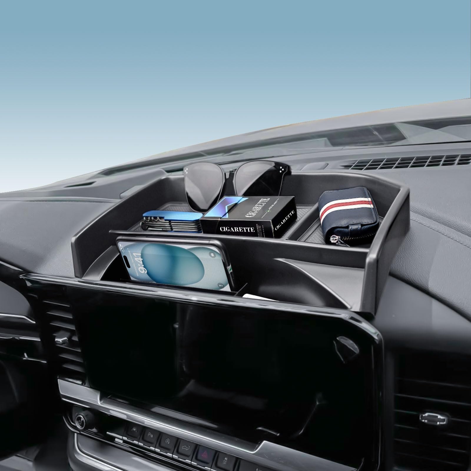 EDBETOS front view installed behind 13.4-inch screen, keeps dashboard tidy