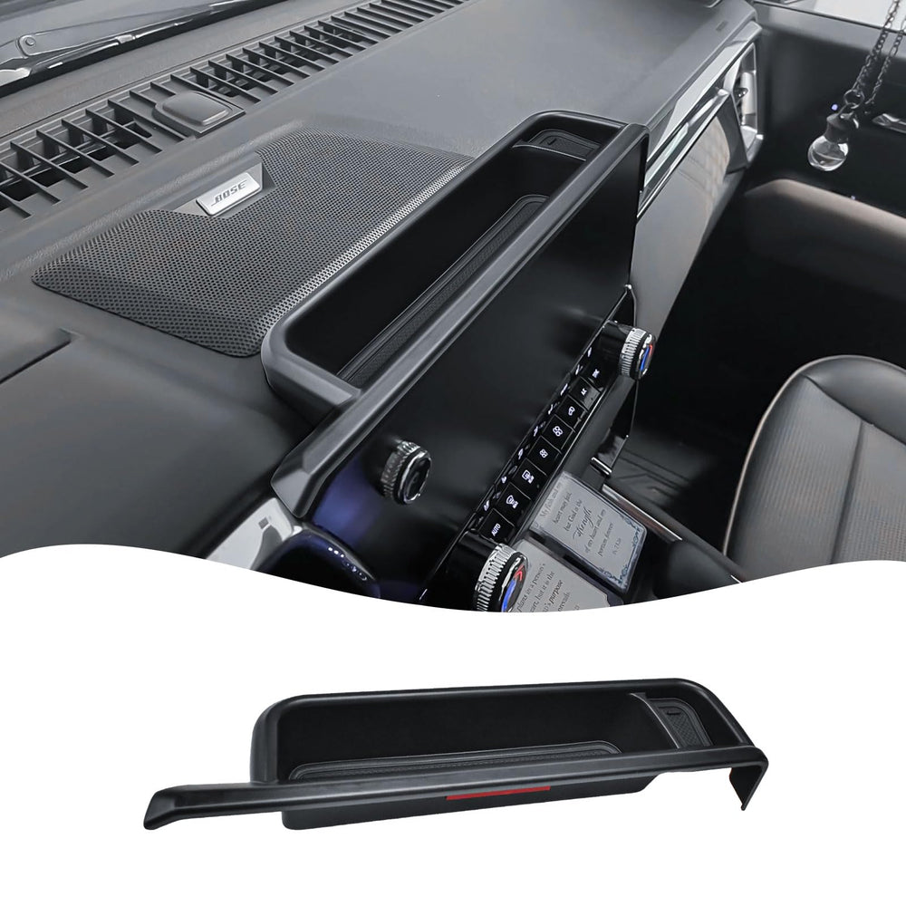 EDBETOS front view of dashboard tray showing sleek fit and extra storage