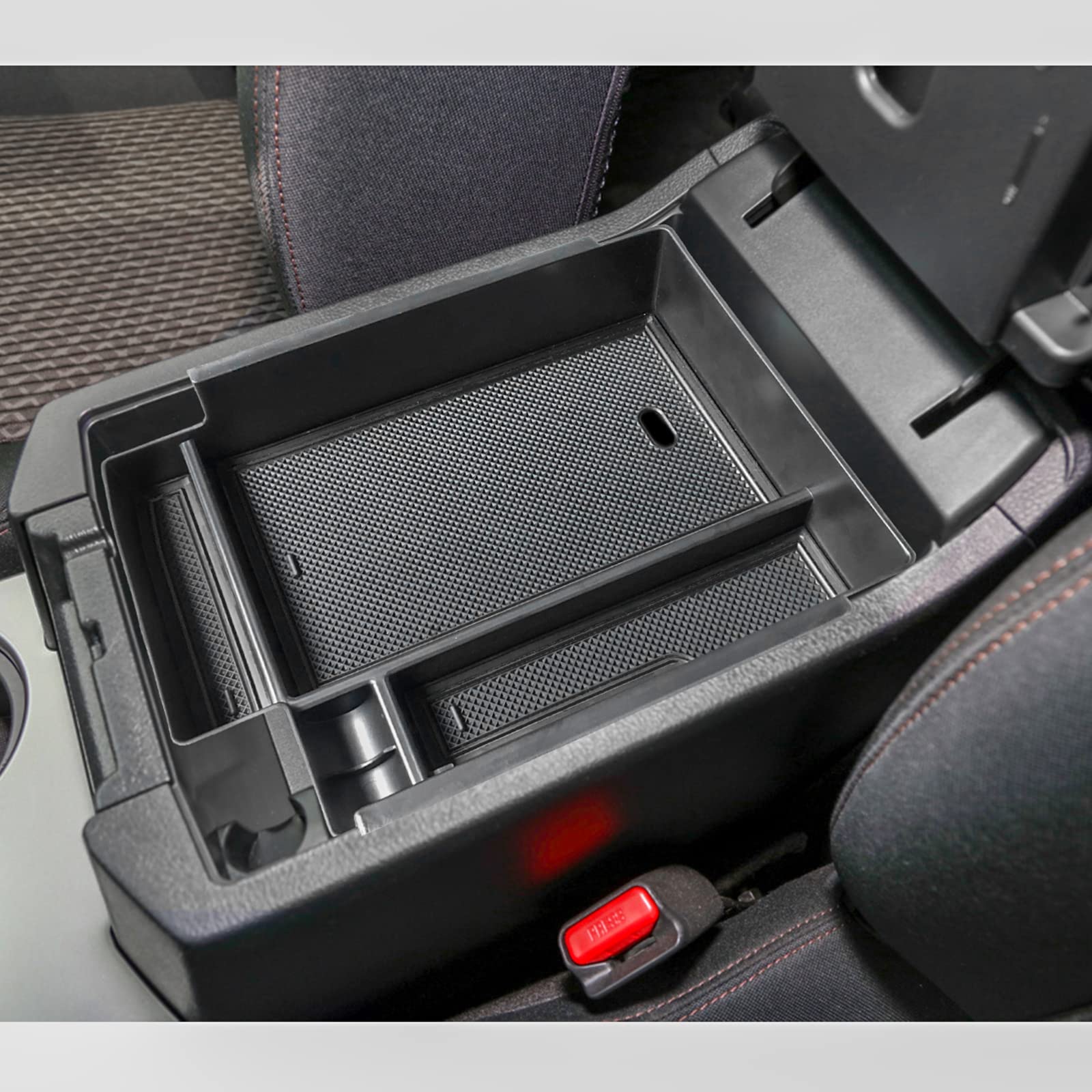 EDBETOS lifestyle shot in 4Runner interior showing organized cabin benefit