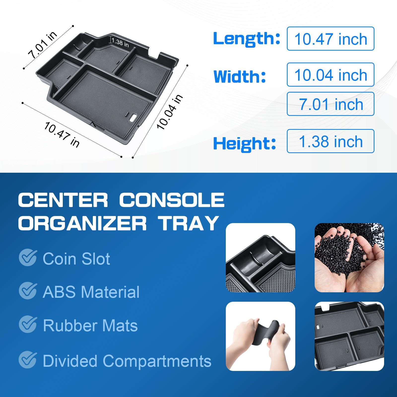 EDBETOS tray next to smartphone illustrating compartment sizes and scale