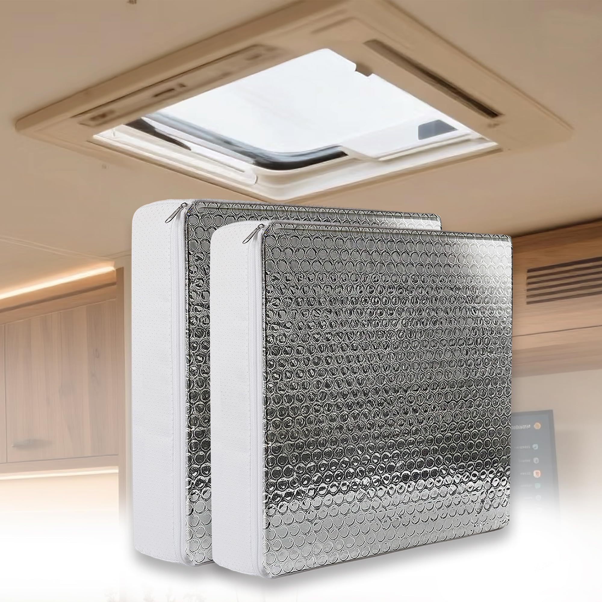 EDIETH front view of two vent covers showing fit and reflective surface benefits