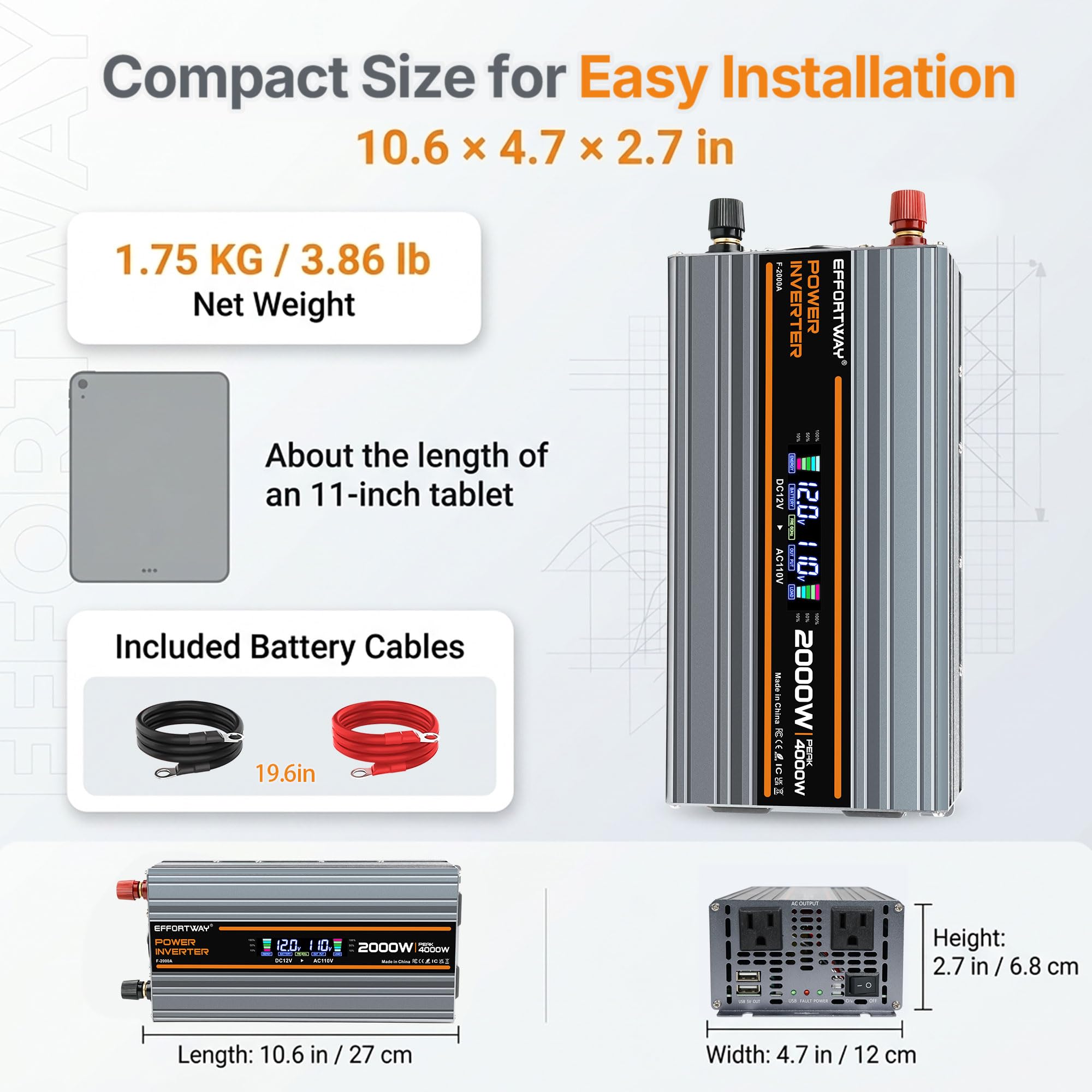 EFFORTWAY beside a laptop and phone to show real-world size and capacity