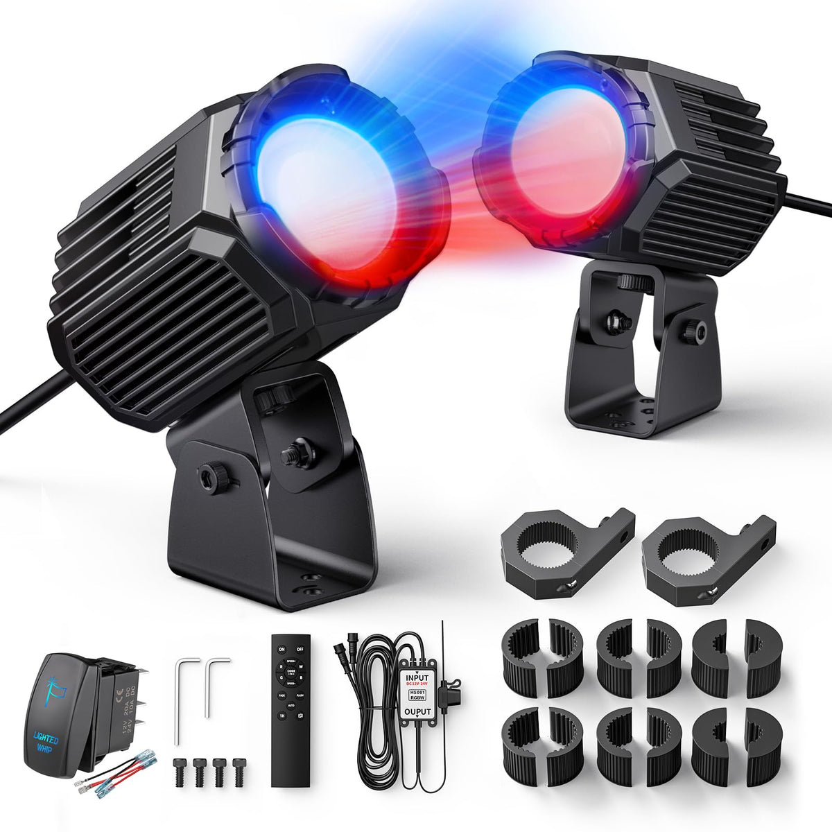 Ehaho front-facing whipless LED lights showing compact 50mm design and bright visibility
