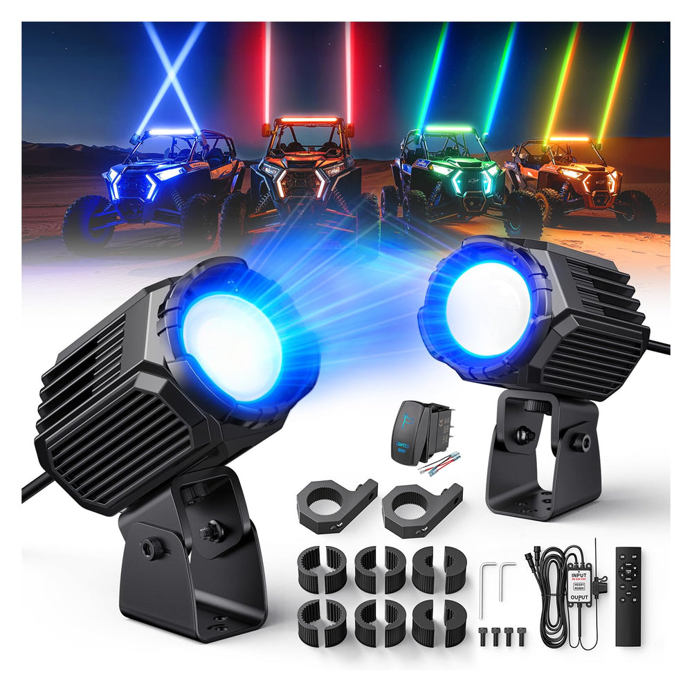 Ehaho remote control and rocker switch close-up enabling quick mode and battery protection