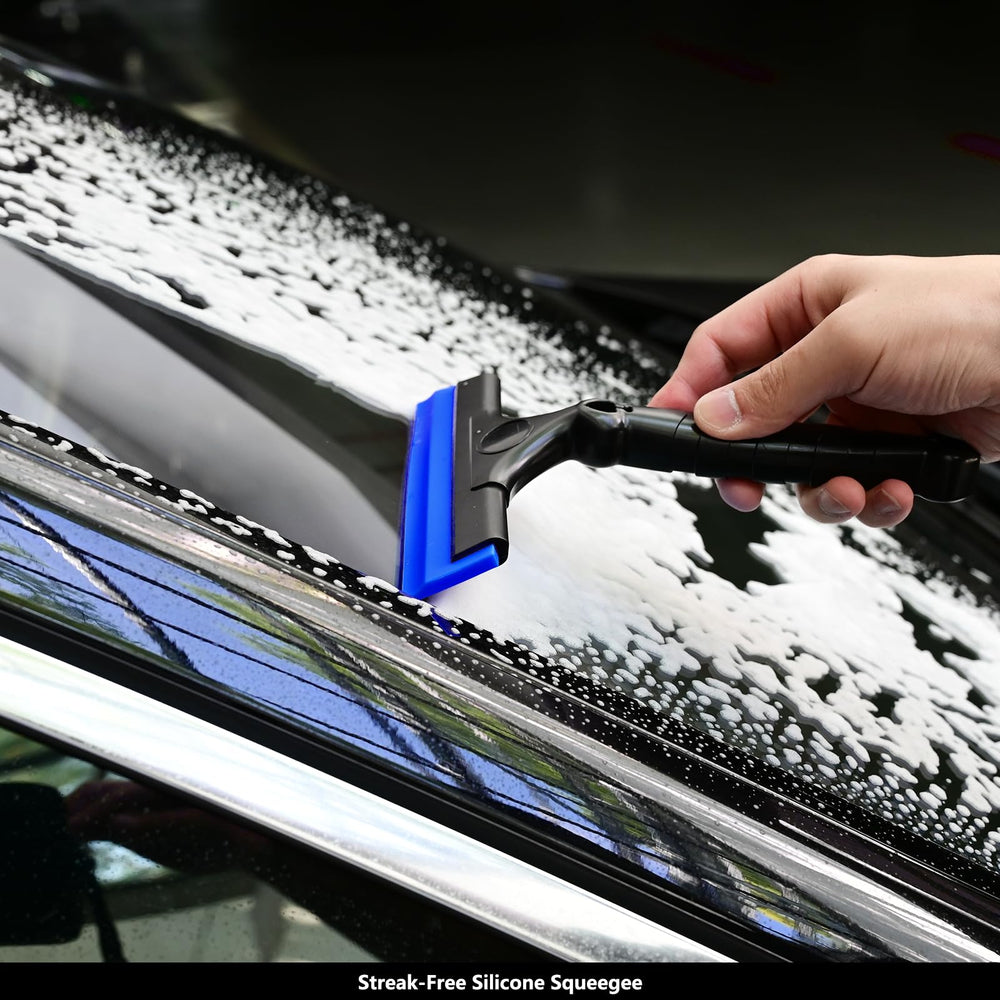 EHDIS squeegee beside hand to show 8-inch size and comfortable control benefit
