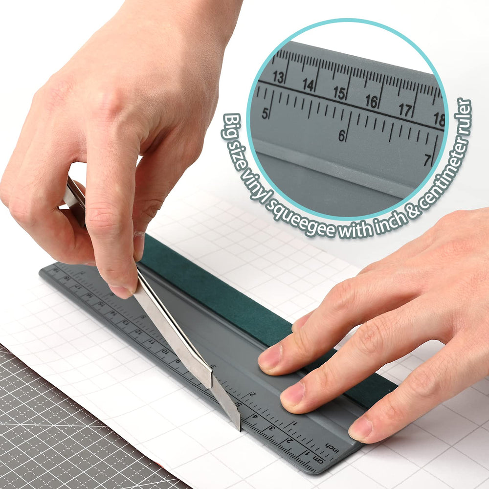 EHDIS squeegee next to ruler showing dimensions for correct size choice